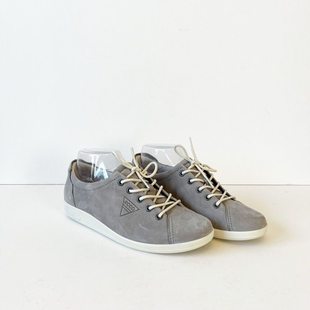 Ecco Soft 2.0 Walking Shoe Sneaker Grey Nubuck Leather Size Euro 37/US 6/6.5